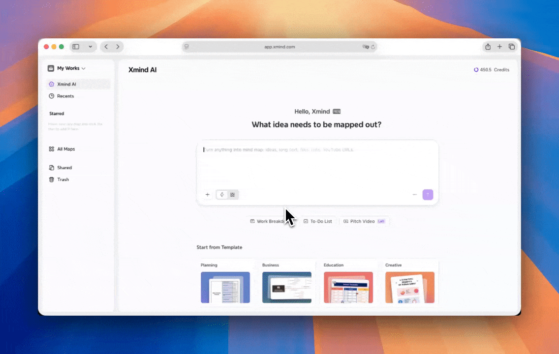 AI mind map creation interface on a computer