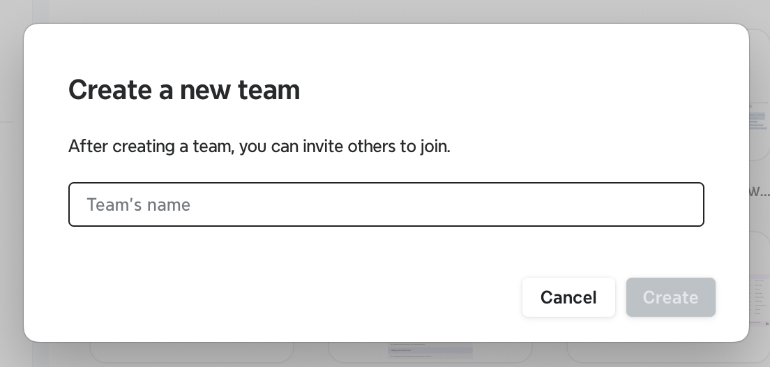 Aviso de creación de equipo para herramienta de gestión de proyectos