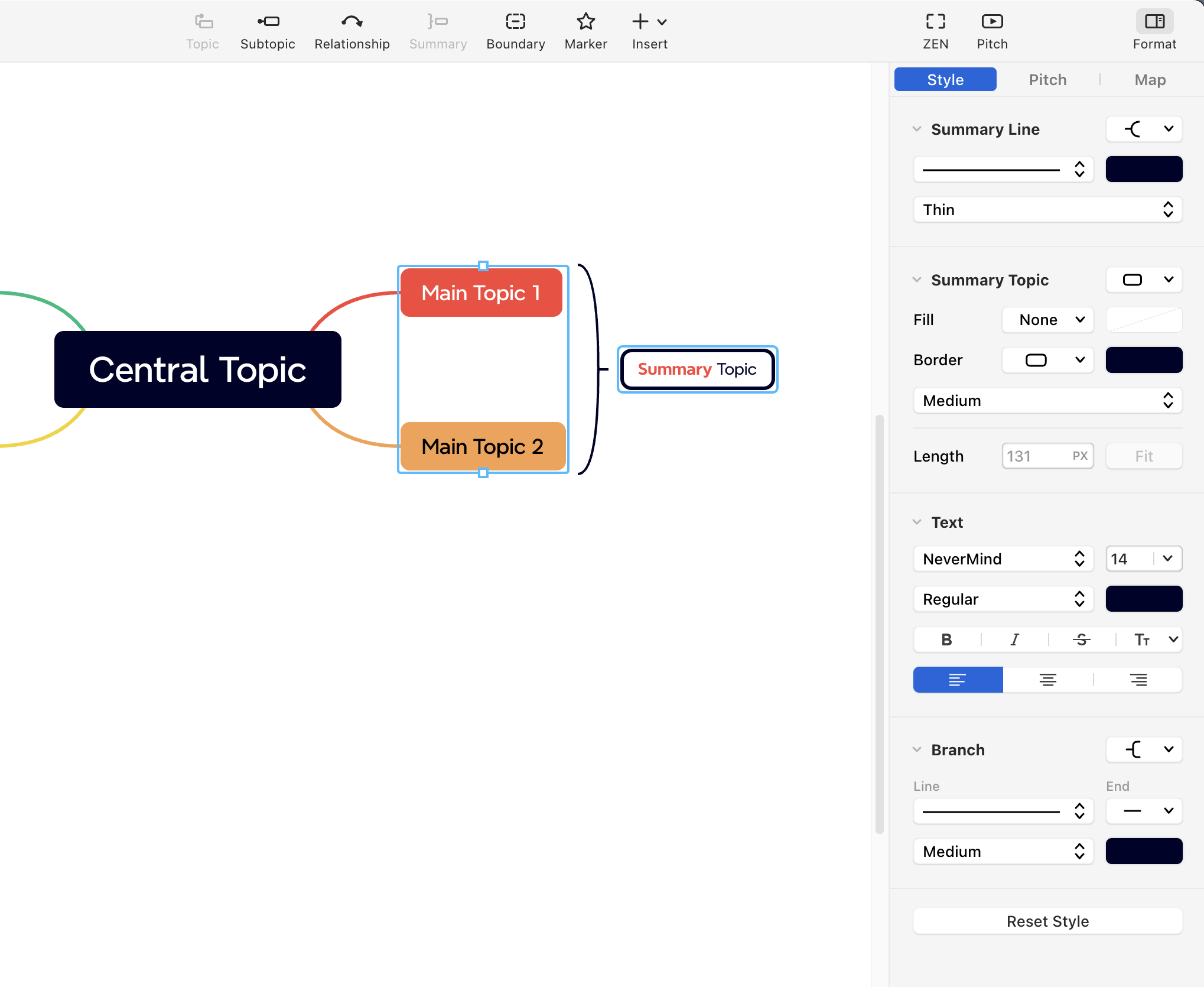 Options de personnalisation de style de carte mentale dans Xmind