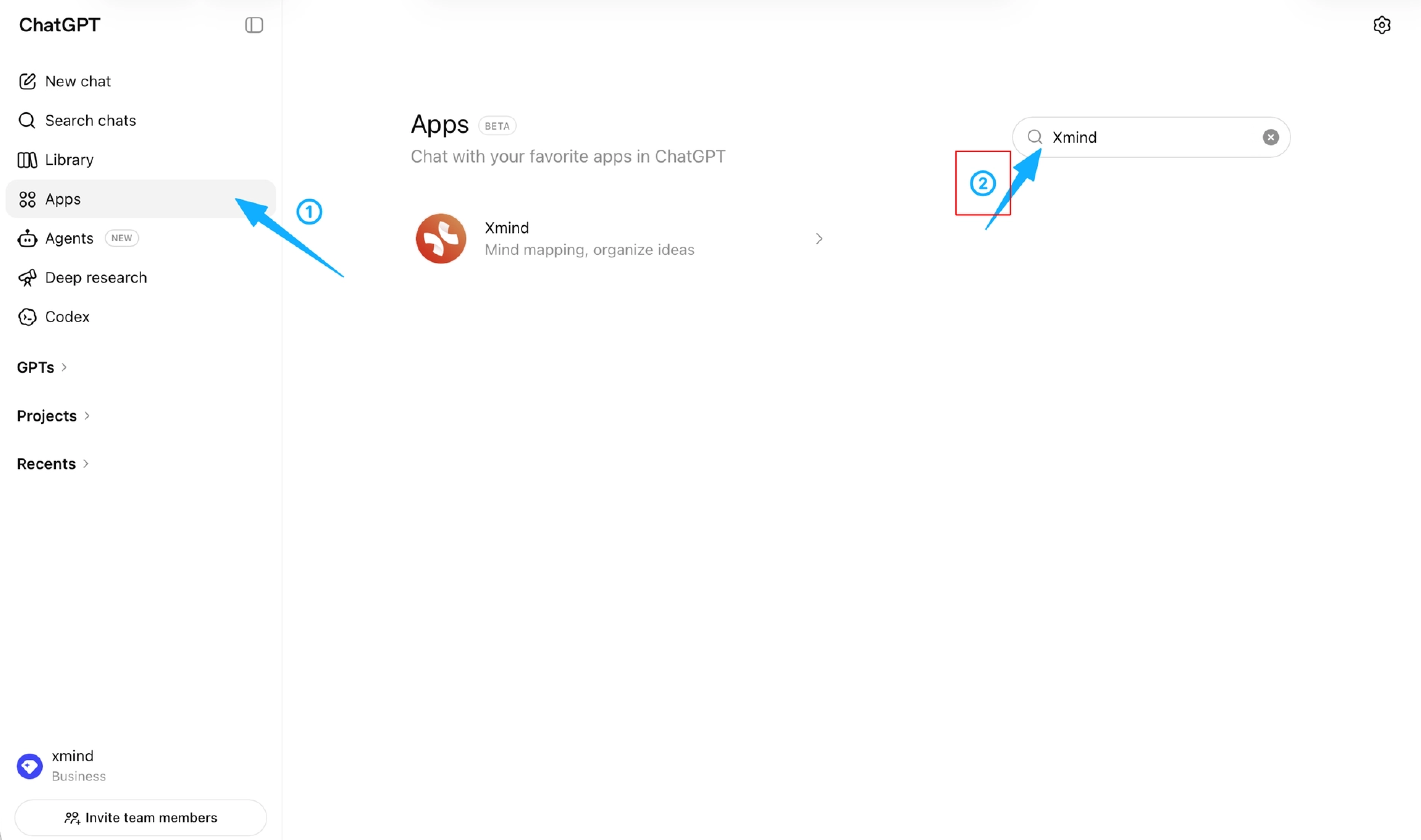 ChatGPTにXmindアプリを追加するスクリーンショット