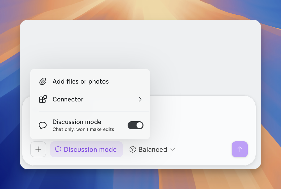 Xmind AIでディスカッションモードをオンにする方法を示す。