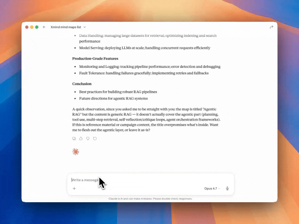 Screenshot der Xmind-MCP-Oberfläche: Mindmaps mit Xmind MCP bearbeiten